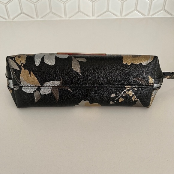 JACK FRENCH LONDON Leather Wristlet Bag Floral Metallic Event Occasion Evening - Picture 6 of 12